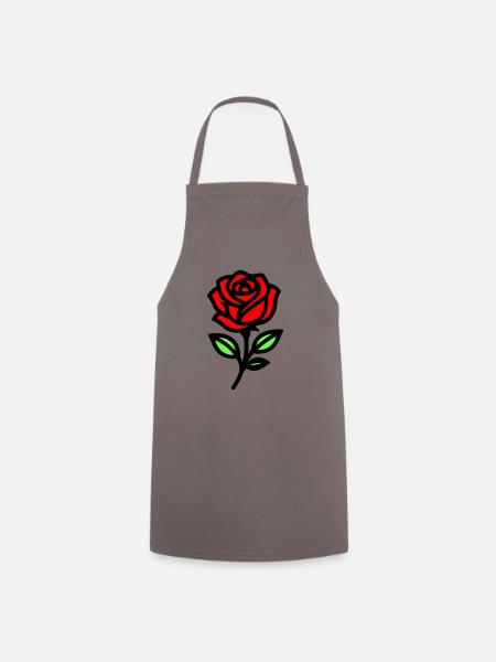 Rose Blume - Kochschürze - Grau