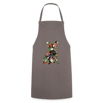French Bulldog Motif - Cooking Apron - grey - Front - AI Model Male 185 dark (185cm)
