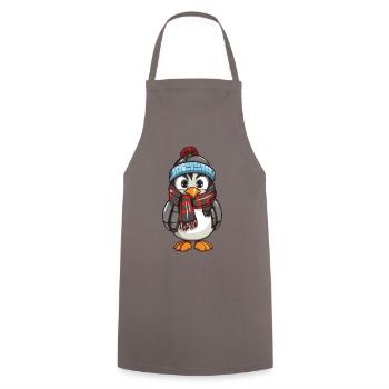 Penguin Comic Winter - Cooking Apron - grey - Front - AI Model Male 185 dark (185cm)