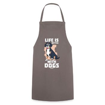 Life Is Better With Dogs - Kochschürze - Grau - Vorne - AI Model Male 185 dark (185cm)