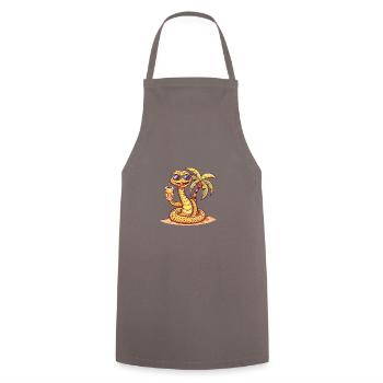 Serpent Cobra Plage d’été Bande dessinée - Tablier de cuisine - gris - Devant - AI Model Male 185 dark (185cm)