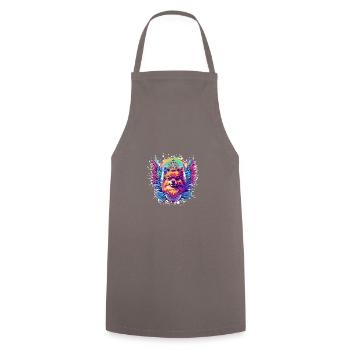 Pomeranian Dog Head Portrait Colorful - Cooking Apron - grey - Front - AI Model Male 185 dark (185cm)
