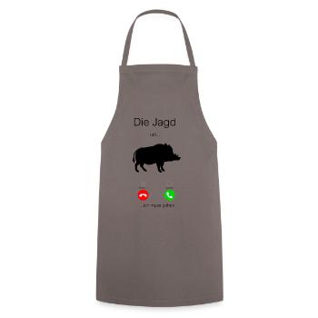 JAGD ANRUF LUSTIG GESCHENK JÄGER - Kochschürze - Grau - Vorne - AI Model Male 185 dark (185cm)