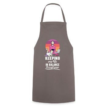 Keeping My Life In Balance Through Yoga - Cooking Apron - grey - Front - AI Model Male 185 dark (185cm)