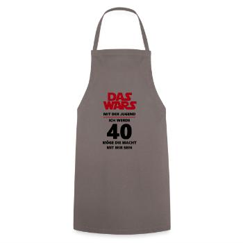 40 Geburtstag - Kochschürze - Grau - Vorne - AI Model Male 185 dark (185cm)