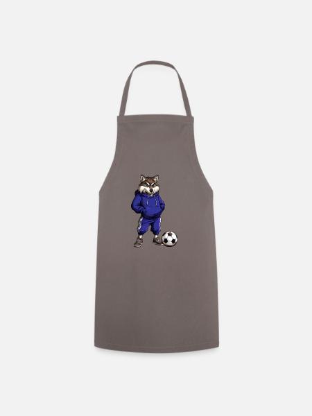 Fussballer Wolf blau - Kochschürze - Grau