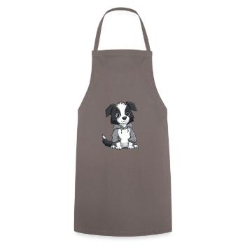 Border Collie Chien Drôle - Tablier de cuisine - gris - Devant - AI Model Male 185 dark (185cm)
