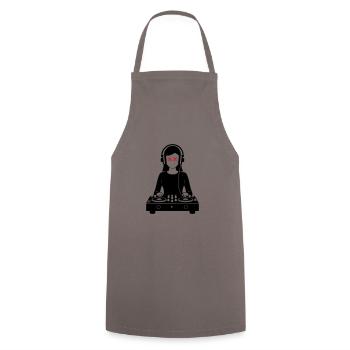 DJ Platines Soirée Femme - Tablier de cuisine - gris - Devant - AI Model Male 185 dark (185cm)