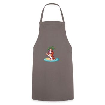 Beagle Dog Summer Beach Comic - Cooking Apron - grey - Front - AI Model Male 185 dark (185cm)