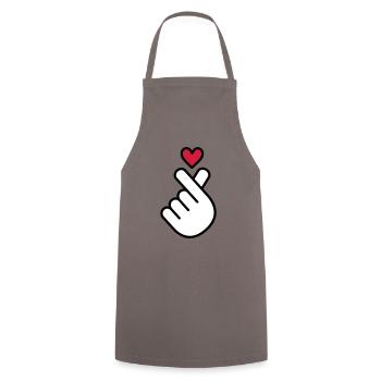 Coeur K-pop, symbole de la musique pop Corée K, doigt, main - Tablier de cuisine - gris - Devant - AI Model Male 185 dark (185cm)