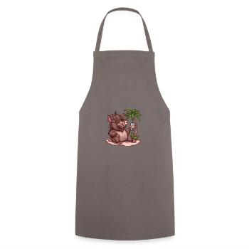 Pig Summer Wild Boar - Cooking Apron - grey - Front - AI Model Male 185 dark (185cm)