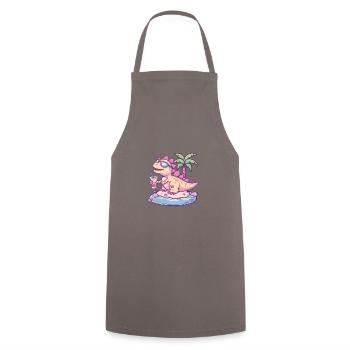 Dinosaur stegosaurus island palm tree - Cooking Apron - grey - Front - AI Model Male 185 dark (185cm)