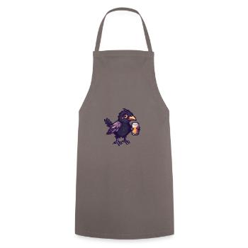 Rabe Krähe Bier Pixel - Kochschürze - Grau - Vorne - AI Model Male 185 dark (185cm)