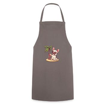 Français Buldog Chien d’été - Tablier de cuisine - gris - Devant - AI Model Male 185 dark (185cm)