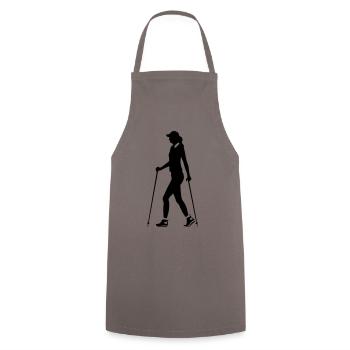 Nordic Walking Woman Silhouette - Cooking Apron - grey - Front - AI Model Male 185 dark (185cm)