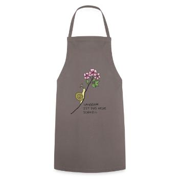 Slow is the new fast, slug, mindful - Cooking Apron - grey - Front - AI Model Male 185 dark (185cm)