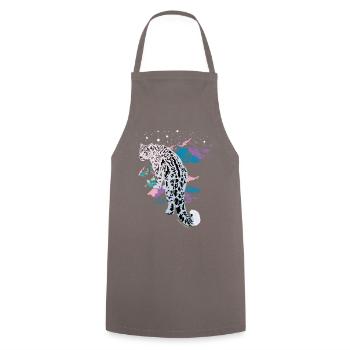 Snow Leopard - Cooking Apron - grey - Front - AI Model Male 185 dark (185cm)