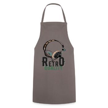 Casque Musique Rétro - Tablier de cuisine - gris - Devant - AI Model Male 185 dark (185cm)