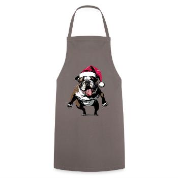 Bouledogue drôle avec chapeau de Père Noël - Tablier de cuisine - gris - Devant - AI Model Male 185 dark (185cm)