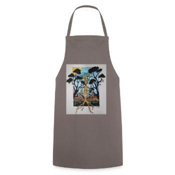 Root tree in frame - Cooking Apron - grey - Front - AI Model Male 185 dark (185cm)