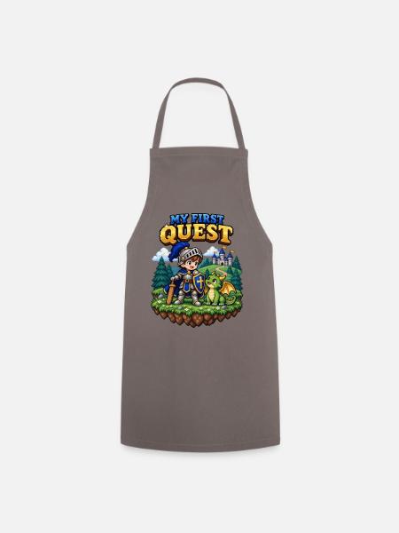 My First Quest – 16-Bit Pixel Ritter & Drache - Kochschürze - Grau