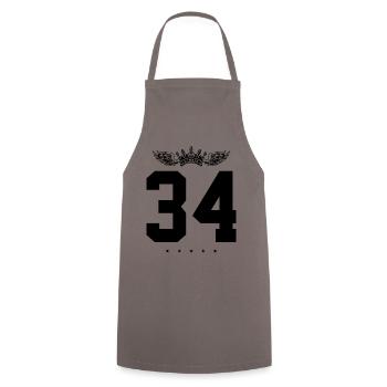 34 Zahl Krone - Kochschürze - Grau - Vorne - AI Model Male 185 dark (185cm)