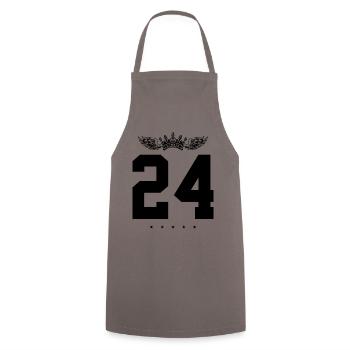 24 Zahl Krone - Kochschürze - Grau - Vorne - AI Model Male 185 dark (185cm)