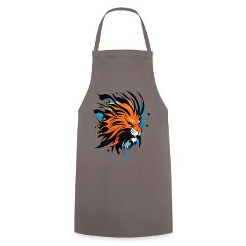 Lion's head, colored - Cooking Apron - grey - Front - AI Model Male 185 dark (185cm)