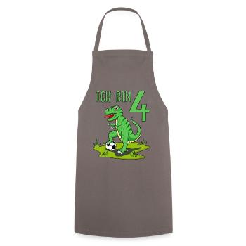 Dinosaurier Rex Fußball 4 Geburtstag - Kochschürze - Grau - Vorne - AI Model Male 185 dark (185cm)
