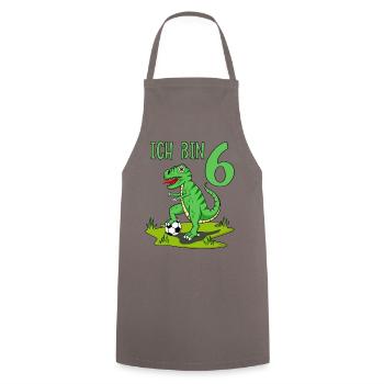 Dinosaure Rex Football 6 Anniversaire - Tablier de cuisine - gris - Devant - AI Model Male 185 dark (185cm)