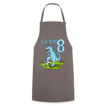 Dinosaure Rex Football 8 Anniversaire Bleu - Tablier de cuisine - gris - Devant - AI Model Male 185 dark (185cm)