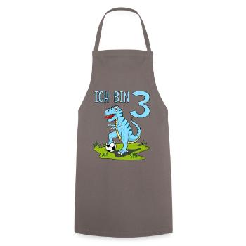 Dinosaure Rex Football 3 Anniversaire Bleu - Tablier de cuisine - gris - Devant - AI Model Male 185 dark (185cm)