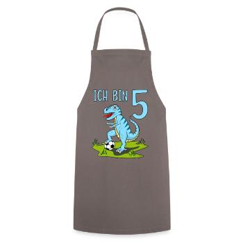 Dinosaure Rex Football 5 Anniversaire Bleu - Tablier de cuisine - gris - Devant - AI Model Male 185 dark (185cm)