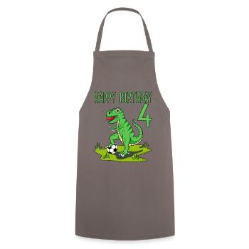 Dinosaur Rex Football 4 Happy Birthday Green - Cooking Apron - grey - Front - AI Model Male 185 dark (185cm)