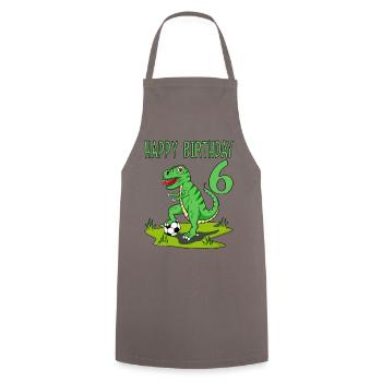 dinosaure rex football 6 joyeux anniversaire vert - Tablier de cuisine - gris - Devant - AI Model Male 185 dark (185cm)