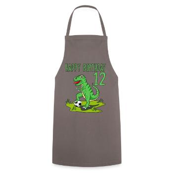 dinosaure rex football 12 joyeux anniversaire vert - Tablier de cuisine - gris - Devant - AI Model Male 185 dark (185cm)