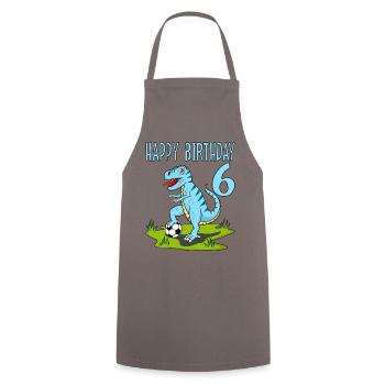 dinosaure rex football 6 joyeux anniversaire bleu - Tablier de cuisine - gris - Devant - AI Model Male 185 dark (185cm)