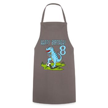 Dinosaur Rex Football 8 Happy Birthday Blue - Cooking Apron - grey - Front - AI Model Male 185 dark (185cm)