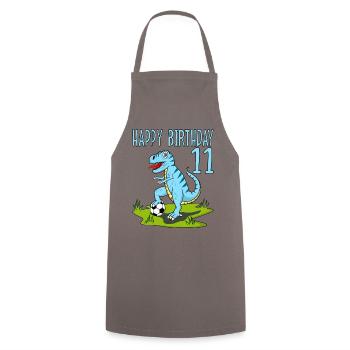 Dinosaure Rex Football 11 Joyeux Anniversaire Bleu - Tablier de cuisine - gris - Devant - AI Model Male 185 dark (185cm)