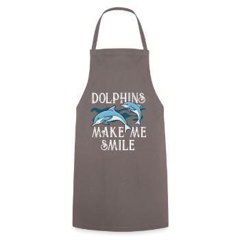Dolphins Make Me Smile Ocean Wildlife Animal - Cooking Apron - grey - Front - AI Model Male 185 dark (185cm)