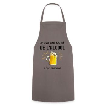 Humour Bière, je n'ai pas abusé de l'alcool - Tablier de cuisine - gris - Devant - AI Model Male 185 dark (185cm)