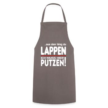 Putzen Putzfrau Gebäudereiniger Reinigungskraft - Kochschürze - Grau - Vorne - AI Model Male 185 dark (185cm)