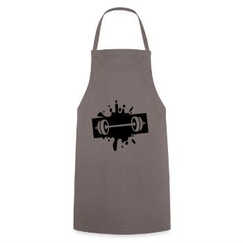 hantel symbol icon - Kochschürze - Grau - Vorne - AI Model Male 185 dark (185cm)