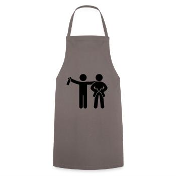 Boire des amis de fête - Tablier de cuisine - gris - Devant - AI Model Male 185 dark (185cm)