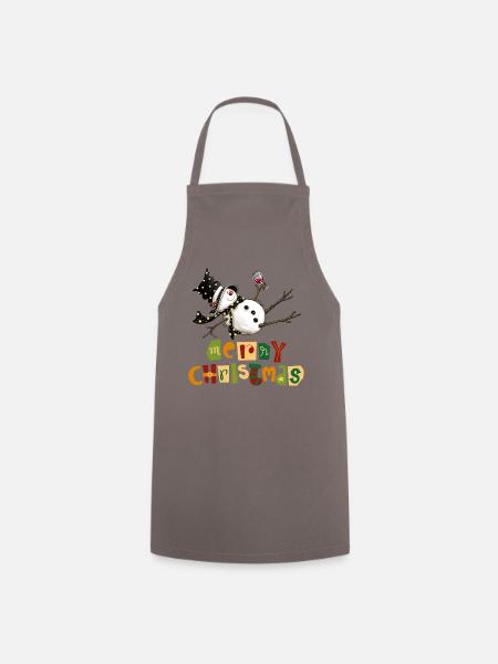 Lustiges Schneemann-Weihnachtsdesign - Kochschürze - Grau