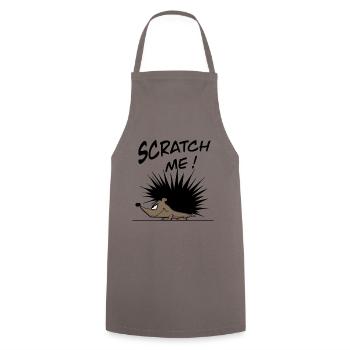 Drôle de hérisson dit SCRATCH ME ! Style de bande dessinée - Tablier de cuisine - gris - Devant - AI Model Male 185 dark (185cm)
