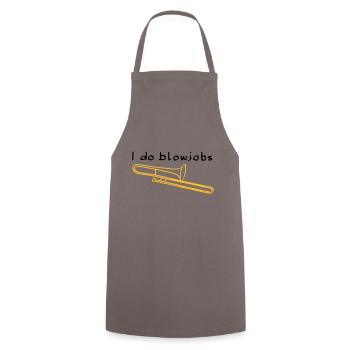I do blowjobs Posaune - Kochschürze - Grau - Vorne - AI Model Male 185 dark (185cm)