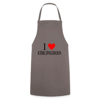 I love Kühlungsborn black with heart - Cooking Apron - grey - Front - AI Model Male 185 dark (185cm)