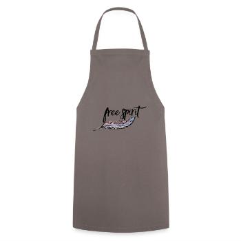 Free Spirit with feather colored - Vol. 4 black - Cooking Apron - grey - Front - AI Model Male 185 dark (185cm)