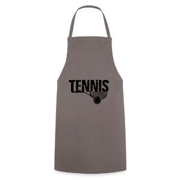 Tennisschläger und Ball - Tennis - Kochschürze - Grau - Vorne - AI Model Male 185 dark (185cm)